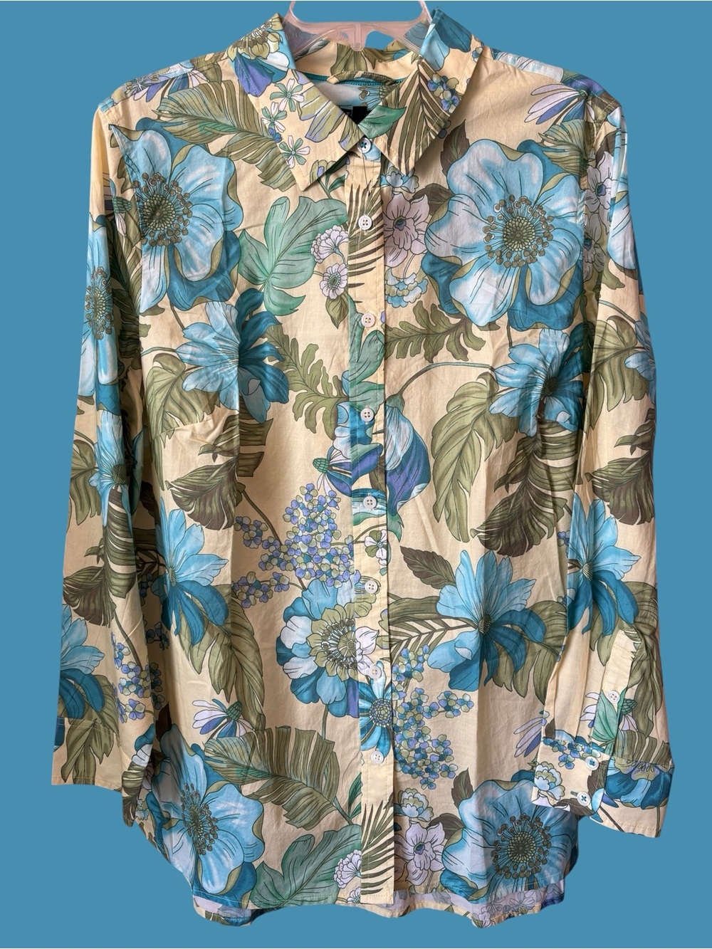 Talbots Plus Yellow Floral Button-Up Blouse